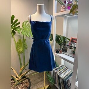 NWOT Blue Mini Dress, strappy, loose fitting with a thin waist tie | S